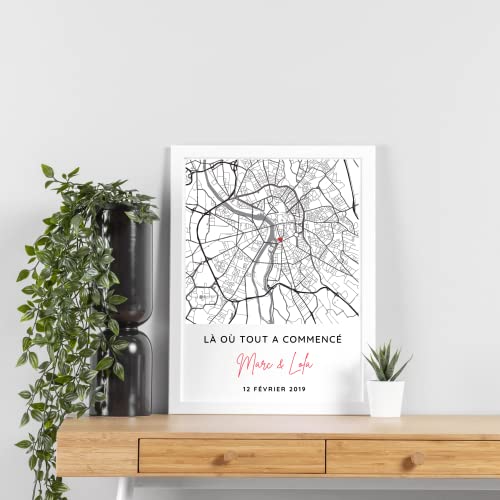 Le temps des paillettes Affiche couple personnalisée avec lieu de rencontre - Affiche carte GPS pour couple – vue 3