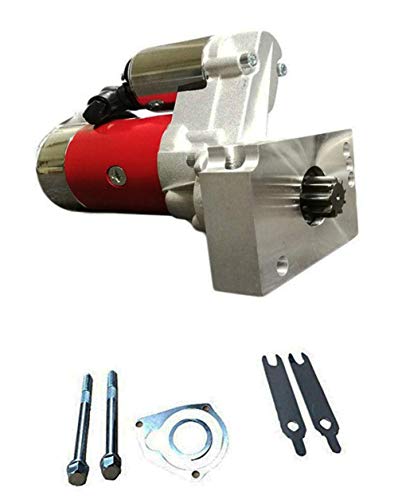 Roadstar 18493 3HP High Torque Mini Starter Compatible with Chevy SBC 350 BBC 454 Dual Inline 9 Tooth Red