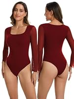 SHAPERIN Damen Langarmbody Karreeausschnitt Glockenaermel Anmut Top – Ansicht 2