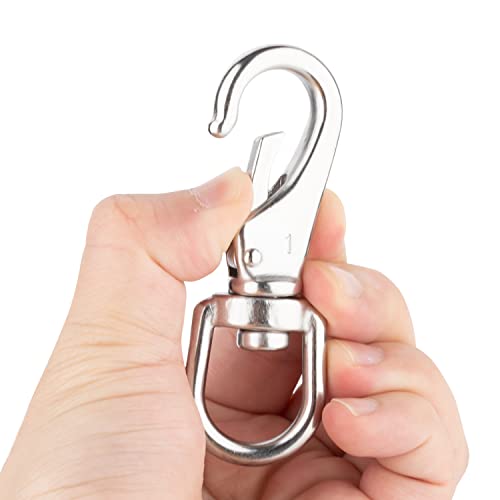 Faneta Stainless Steel Swivel Eye Snap Hooks, Flag Pole Clips, Marine Grade Scuba Diving Clips, Heavy Duty Spring Snap Hooks, Sturdy Metal Keychain Clips (3-1/2 Inch, M5/1#, 4-Pack) #TOP2