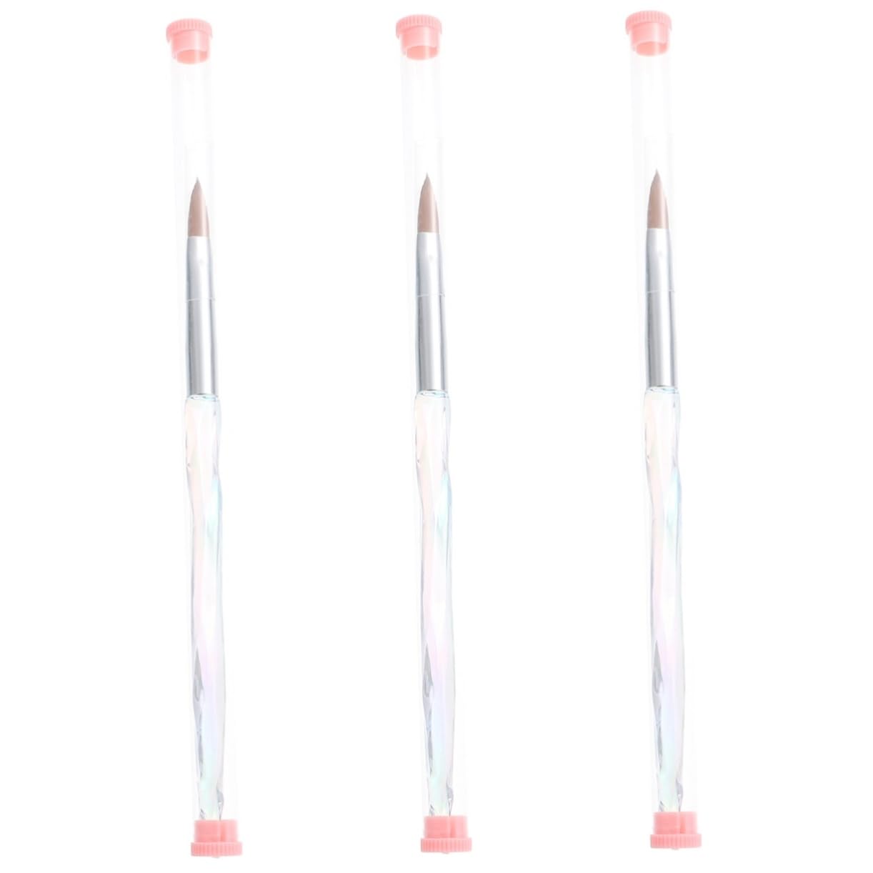 Healvian 3piezas Pincel De Arte De Uñas Mango De Gradiente Cepillo Para Pintura De Uñas Herramienta De Manicura Profesional y Casera Para Arte