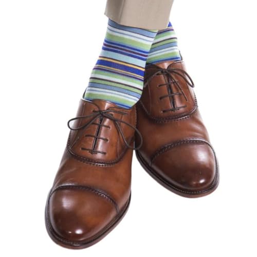 Trafalgar Men's Brady Multi Stripe Mid-Calf Mercerized Cotton Socks3