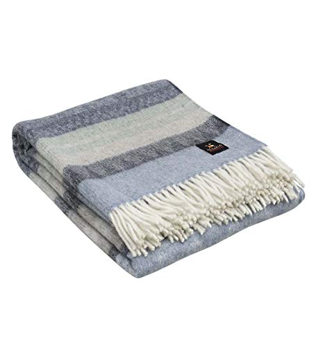 Special Alpaca Wool Cherokee Style Blanket Throw - Warm And Soft (Combination 24 (Ivory/Gray/Blue)) #TOP24
