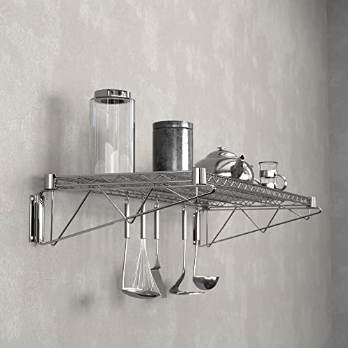 Krollen Industrial 18\" x 48\" Chrome Wire Wall Mount Shelf