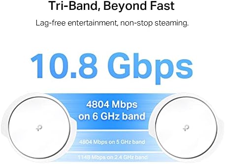 TP-Link Deco XE200 AXE11000 Whole Home Mesh Wi-Fi 6E System, Tri-Band Wi-Fi, Gigabit Ports, AI-Driven Mesh, cover up to 6,500 ft2, Connect up to 200 devices,2.2 GHz Quad-Core CPU, HomeShield,Pack of 2