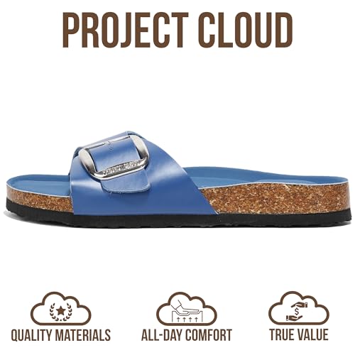 Image of Project Cloud 100% Genuine Leather Sandals Women Dressy Beach Essentials Slides for Women Footwear - Lightweight with Memory Foam Insole Sandals for Women 2026 - Womens Slides