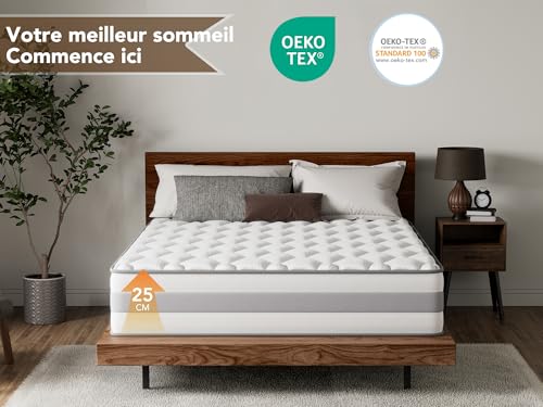 Matelas hybride MT09 140x190 25cm H3/H4 réversible YUNTONGDA