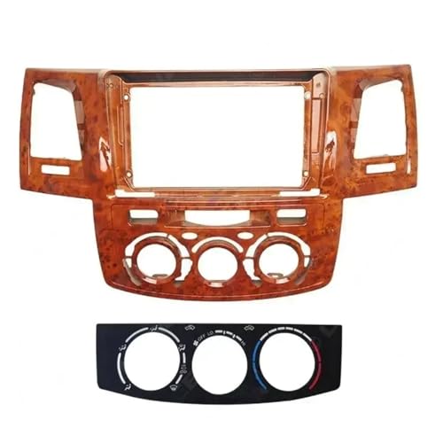 Njprmbq Marco Radio Coche para Toyota para Fortuner para Hilux para Vigo 2007-2015 Marco De Coche 9 Pulgadas Adaptador Fascia Android Radio Dash Kit Panel Ajuste Fascia Marco(Wooden MT Frame)