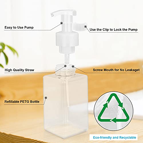 Avenoir Foaming Soap Dispenser And Lotion Pump Bottle, 15Oz Refillable Plastic Pump Bottles, Dish Hand Soap Dispensers For Soap, Lotion, Shampoo, Cream(2 Pack, Clear), 15Oz/450Ml #TOP4