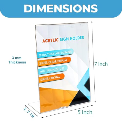 Image of Shuban Acrylic Sign Holder L Shape Double Sided Portrait Style Menu Ad Frame Display Stand (L- Shape 05 x 07 Inch-(2Pcs))