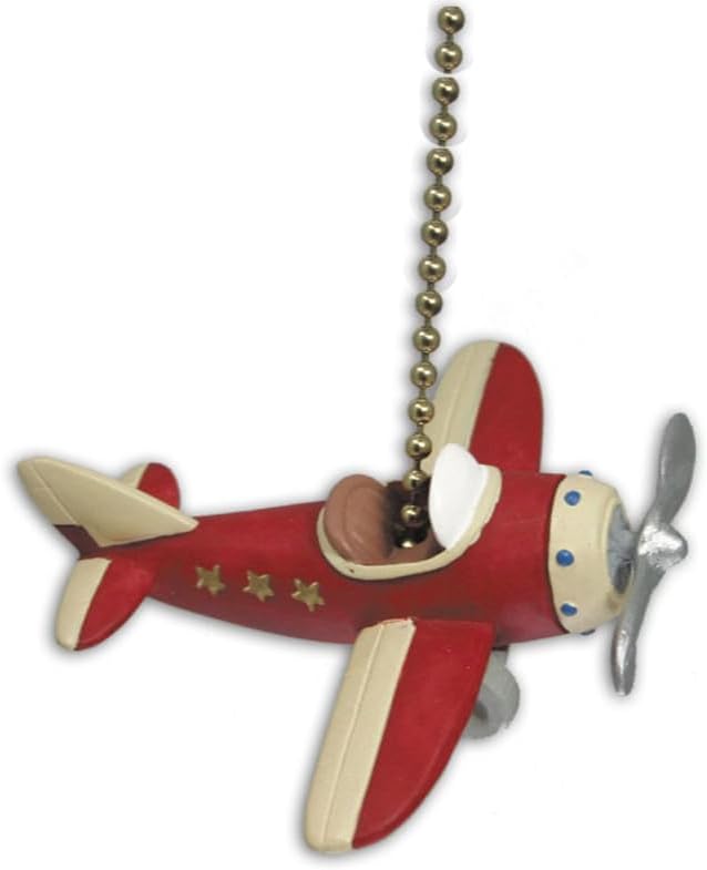 RED PLANE propeller AIRPLANE ceiling FAN PULL chain