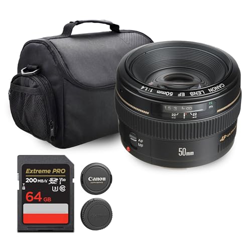 Canon EF 50mm f/1.4 USM Lens with Bag and Card