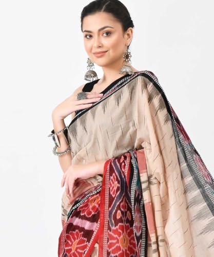 Image of Nuapatna Cotton Saree of Odisha Ikkat Orissa Traditional Handloom Sari | Bomkai | Pata | Nuapatana | sambalpuri saree | khandua patta sare | without Blouse S6