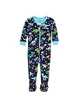 Hatley Baby Boys' Organic Cotton Footed Sleeper, Winter Sports T-Rex, 18-24 Months