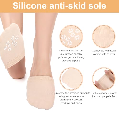 Image of Qianyu 4 Pairs Women's Toe Socks No Show Liner Half Socks Invisible Non-Skid Toe Covers Non-Slip Seamless Mule Sock Hidden Grip Sock for Flat Clogs High Heel Slippers