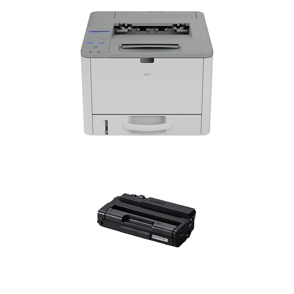 RICOH 132 P Compact Black &amp; White Duplex Laser Printer 34PPM Genuine Black Toner Cartridge Bundle