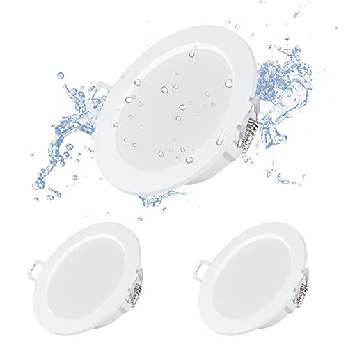 Royana 3x Spots LED Encastrable, 500LM Blanc Chaud Plafonnier Encastré, IP44 Plafonnier Encastré Rond Intérieur, 6W Equivalent 72W incandescence, pour salle de bain/salon/chambre/cuisine