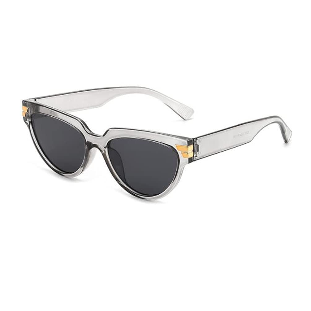 UV Anti-UV Sunglasses Retro Oval Sunglasses Gray Frame Black Gray Flakes