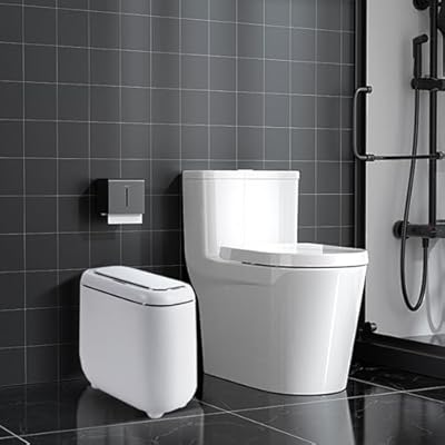 latafile 3.7 Gallon Smart Bathroom Trash Can, Touchless Motion Sensor Garbage Can with Lid, for Bathroom, Office, rv, Bedroom, Living Room, White 8661