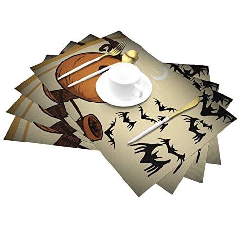 Hedyzone Halloween Pumpkin Table Placemats Kitchen Plate Mat Set Of 4 For Dining Table 12X18 Inch Decor Table Mats Washable Durable Placemats #TOP9