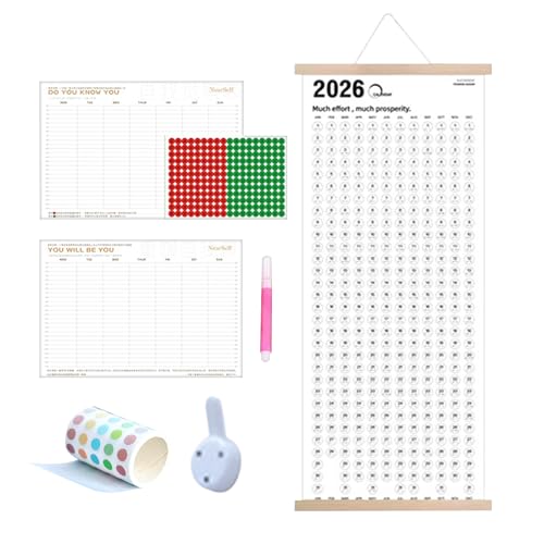 väggkalender 2026–2027, skrivbordsplanerare – 59,4 x 43 cm, året runt, årlig väggplanerare, månadsplanerare | Årsdiagram 2026 för, kontor, familjeplanering
