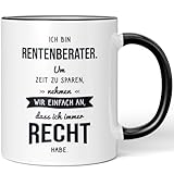 JUNIWORDS Tasse, Ich bin Rentenberater. Um Zeit zu sparen, nehmen wir einfach an, dass ich immer recht habe, Schwarz (6327925)