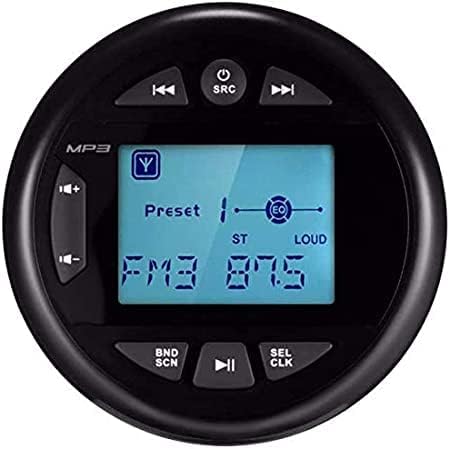4 Inches Compatible Weather-Proof Marine & UTV Gauge Stereo Radio-Black