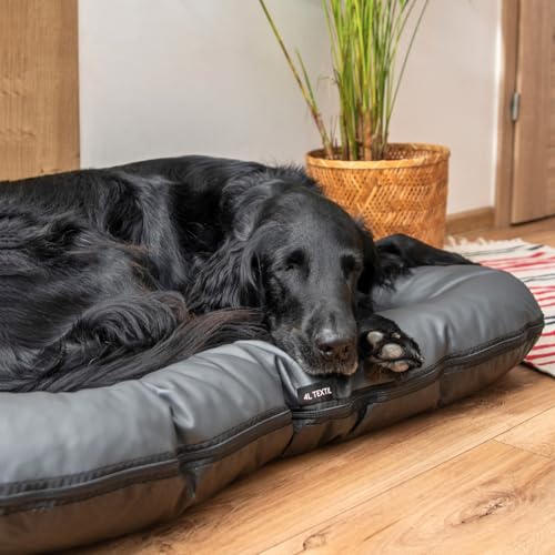 4L Textil Ella Hundebett mittelgroße Hunde Kunstleder Wasserfestes Hundebett Hundekissen Kunstleder Hundematratze (90x70 cm, Graphit)