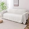 Turquoize Couch Cover Sofa Covers Washable Couch Covers for 3 Cushion Sectional Couch Slipcover Furniture Cover for Pets Feature Geometrical Jacquard Fabric 91"x 134",XX-Large,White