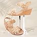 BGYJMTRCVHU Womens Wedge Sandals Elastic Ankle Straps Open Toe Elegant Thick Soles Comfortable Camel color Size 8