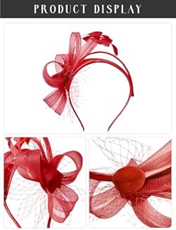 SWEETV Fascinators Headband with Feather, Women's Tea Party Hat for Kentucky Derby, Cocktail, Wedding, Fancy Dress Party