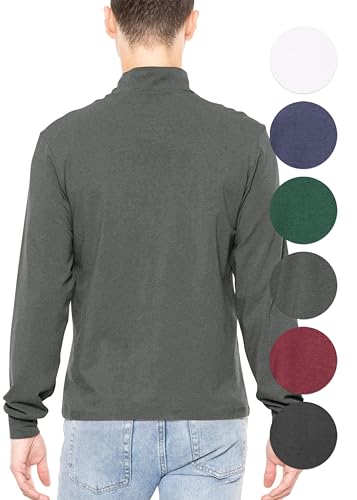 STRETCH IS COMFORT Men's Cotton Mock Neck Short Sleeve & Cuffed Long Sleeve Top3