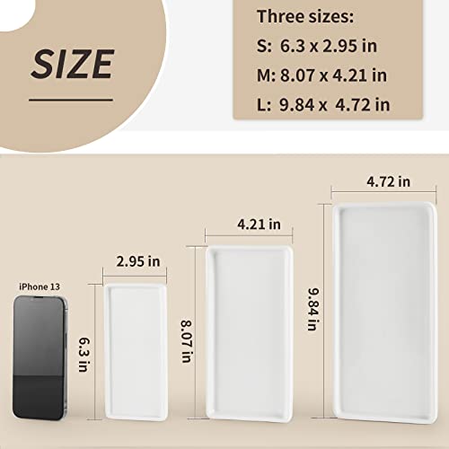 Gurygo 2 Pack 8" Ceramic Rectangular Vanity Trays For Bathroom, White Bathroom Trays For Counter, Ceramic Kitchen Soap Tray, Small Ceramic Tray For Kitchen Counter, Bathtub Organizer, White #TOP1