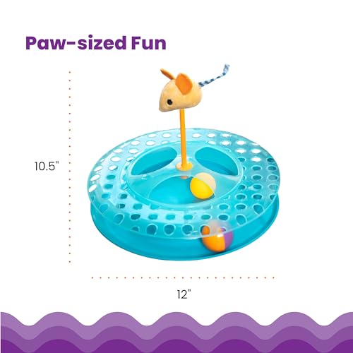 Image of Catstages Cheese Chase Interactive Cat Track Toy with Balls and Catnip Toy, Multicolored