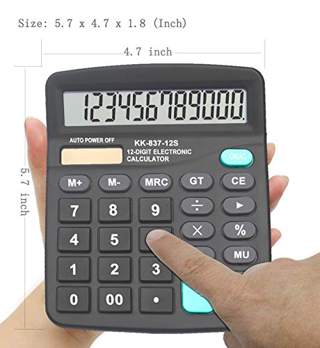 Calculator, Bestwya Dual Power Handheld Desk Calculator With 12 Digit Large Lcd Display Big Sensitive Button （Black, Pack Of 2） #TOP5