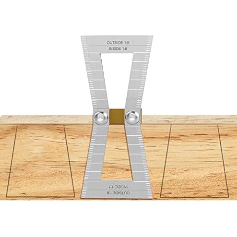 Housolution Dovetail Marker Father's Day Gifts, Hand Cut Wood Joints Gauge Dovetail Guide Tool with Scale, Dovetail Template Size 1:5-1:6 and 1:7-1:8 for Woodworking - Silver Cover