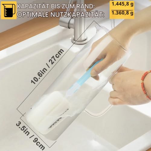 Yirilan 1,5 L / 51 oz Glaskaraffe mit Deckel, Transparent Wasserkrug – Ansicht 5