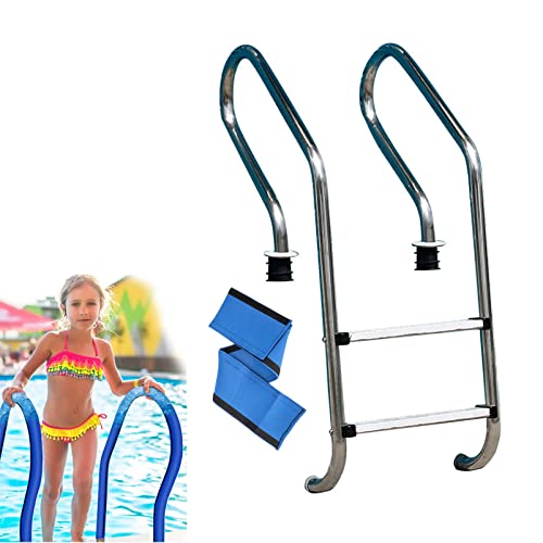 Lsoiup Eingelassene Edelstahl-Poolleiter mit Blauer Griffabdeckung, EIN- und Ausstiegssystem für eingelassene Schwimmbecken, max. 200 kg belasten