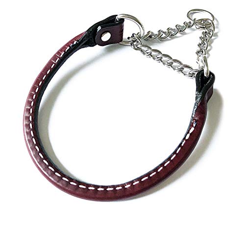 Auburn Leathercrafters Leather Martingale Dog Collar Rolled - 16 - Burgundy #TOP15