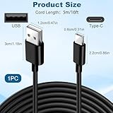 ZenithCove 5M Long USB C Cable, USB A to USB C Power Extension Cable Charging and Data Sync Cord USB C Charger for Security Camera Phone Tablet Controller Laptop Switch Pro Controller - Image 4