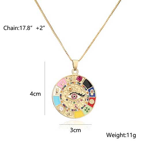Cmoonry 18K Gold Platd Lucky Eye Pendant Necklace For Women Cz Protection Jewelry Female #TOP1