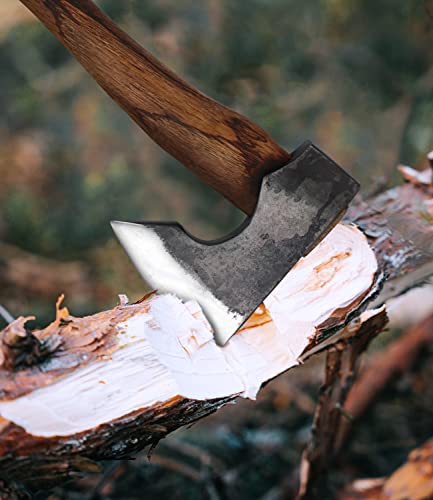 135-Inch-Hatchet-Camping-Axes-and-Hatchets-1065-Carbon-Steel-and-Beech-Handle-Survival-Hatchet-with-Leather-Sheath