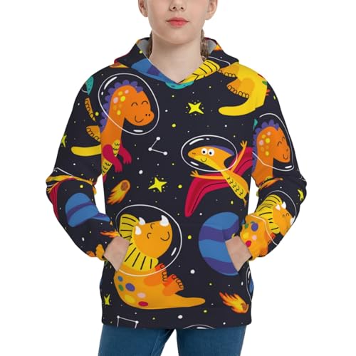 Dinosaurs in Space Kid Hoodies Boys Sweatshirts Girls Pullover with Pocket