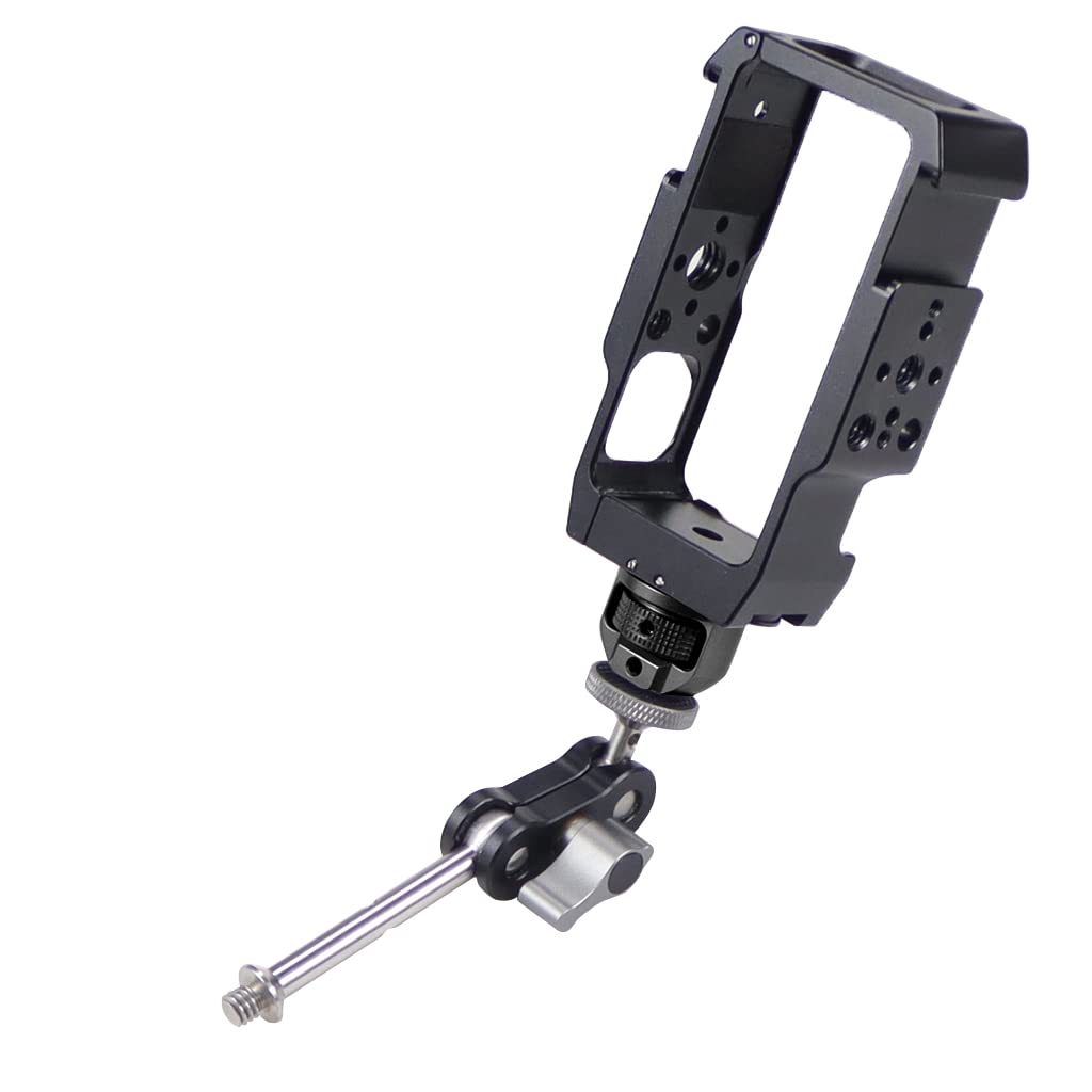 Mini fotografía de la jaula de la cámara: Extreme Sports Anti-Loose diseño magnético succión plegable tarjeta de doble hoja accesorio compatible con la cámara Action 2 (brazo mágico+adaptador)