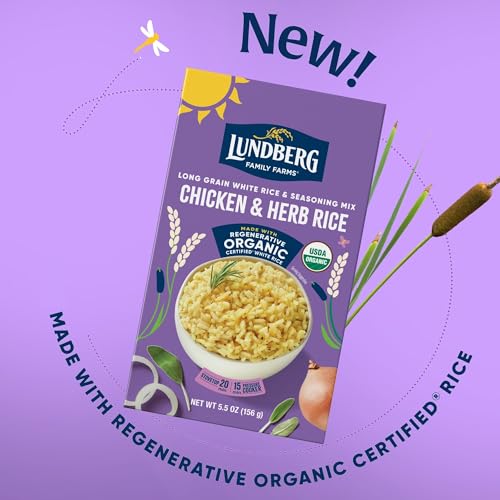 Lundberg Organic Chicken & Herb Seasoned Rice - Regenerative Organic Certified Long Grain White Rice & Seasoning Mix, Gluten Free, 5.5 Ounce