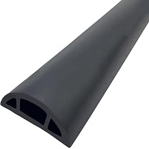 Cable Protector Floor Cover Household Semicircle Overfloor Cord, PVC Soft Material Easy Cut,Anti-Stepping Anti-Stress Multiple Colour Color Black, Size 10m