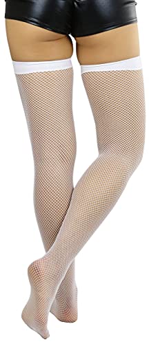 Image of ToBeInStyle Women's Fine Classic Fishnet Thigh High Stretch Nylon Novelty Stockings