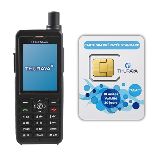 OSAT Téléphone Satellite Thuraya XT-Pro + Carte SIM prépayée Standard 10 unités | Validité de 30 Jours | Couverture Voix & SMS pour la Communication en...