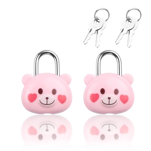YAODHAOD Cute Little Bear Lock with Keys, Mini Padlock for