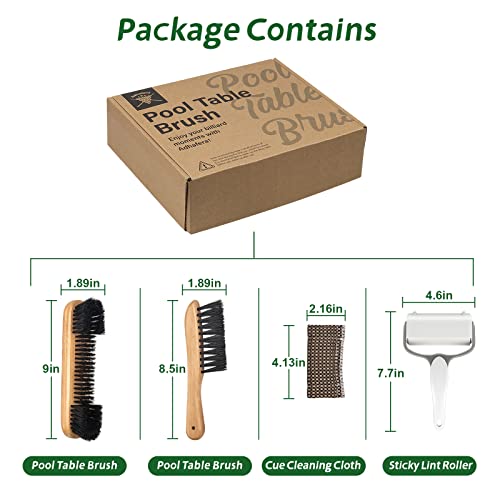Adhafera Pool Table Brush Set With 4 Tools, Brushes Made Of Pure Solid Wood And Nylon Bristle, Pool Table Accessories For Pool Table #TOP3